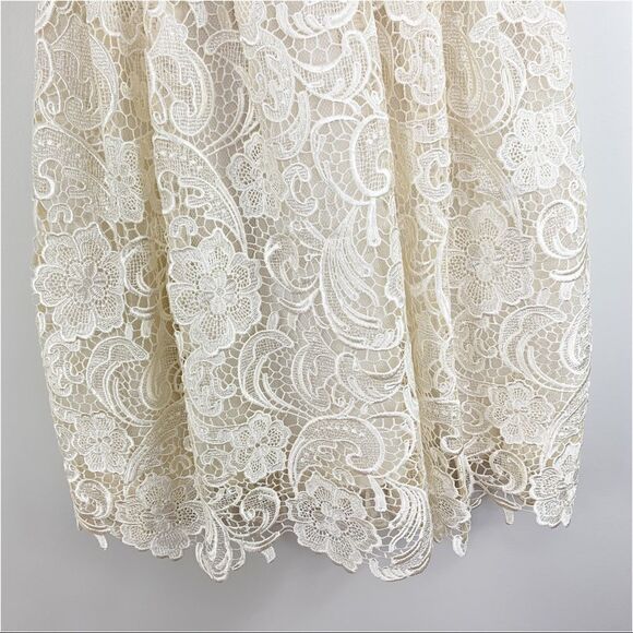 Aidan Mattox Cream Lace Overlay Women’s Fit/Flare Formal/Cocktail Dress Sz 4 - Picture 5 of 16